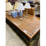 Large coffee table with split bamboo top.