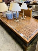 Large coffee table with split bamboo top.