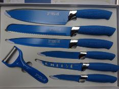 Coloured knife set. This item carries VAT.