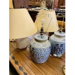 Three pairs of table lamps.