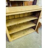 Pine open bookshelves, with three shelves.