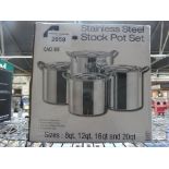 4 stainless steel cooking pots. This item carries VAT.