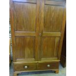 Edwardian double wardrobe with two drawers to base, on bracket feet.