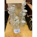 Box of crystal decanters with stoppers.