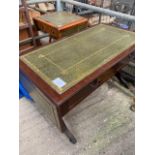 Dropside occasional table with leather skiver, and a dropside sofa table with leather skiver