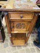 French red marble top oak cabinet.