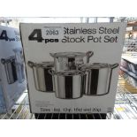 4 stainless steel cooking pots. This item carries VAT.