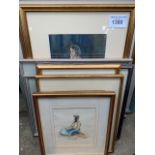 12 framed and glazed prints, signed by same artist together with various pictures and prints.