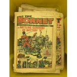 Box of Hornet comics from 1960's; and a box of Dr Who games and books.