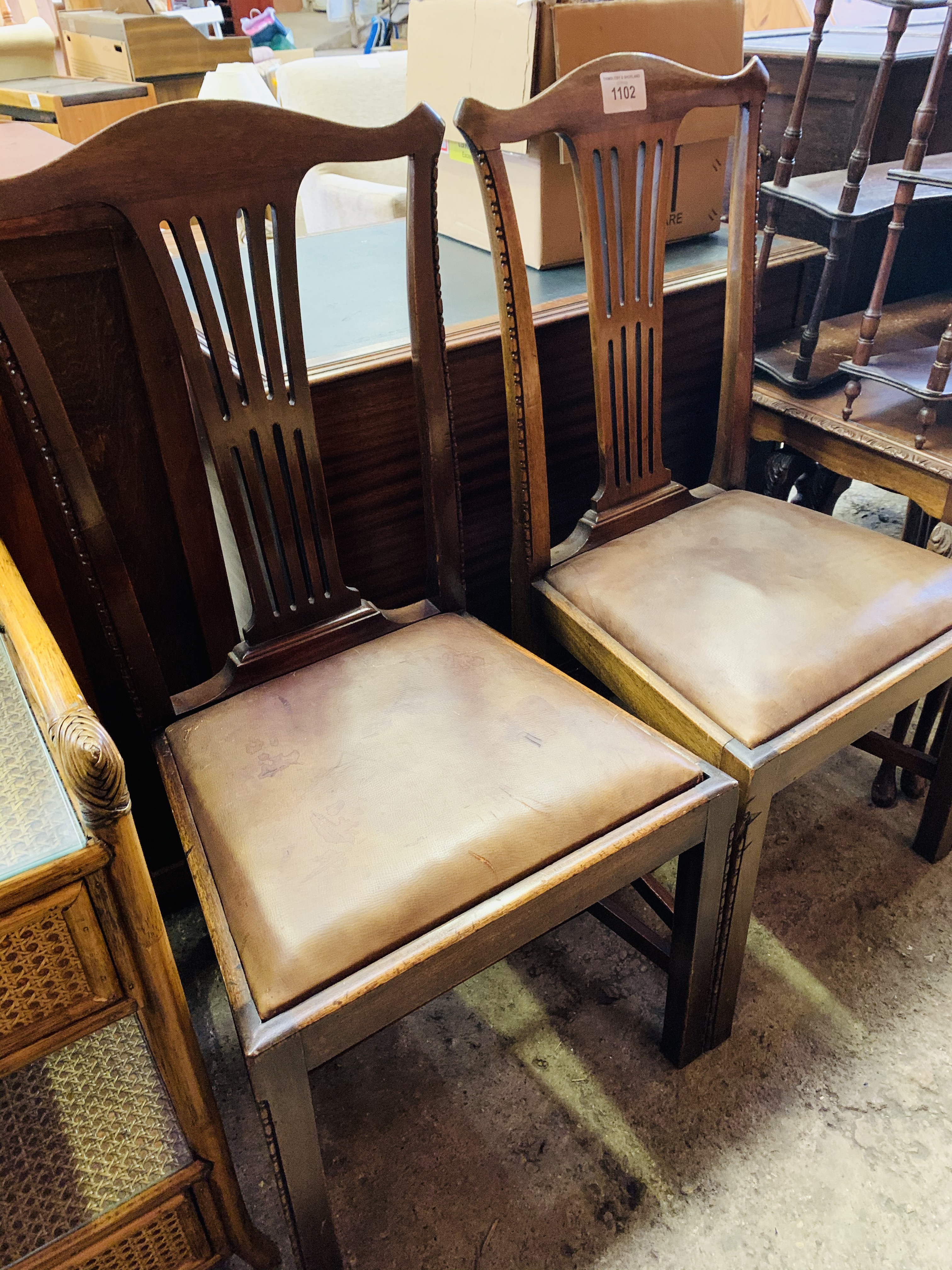 Two mid 19th century drop-in seat mahogany dining chairs with rail splat. - Image 2 of 2
