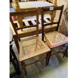 Two cane seat bedroom chairs.