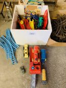 Box of wooden toys