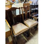 Two mid 19th century drop-in seat mahogany dining chairs with rail splat.