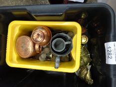 4 pewter jugs, assorted metal ware, and a large quantity of GB copper coins