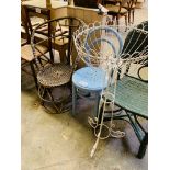Rattan chair, bentwood chair, rattan style chair; metal jardiniere