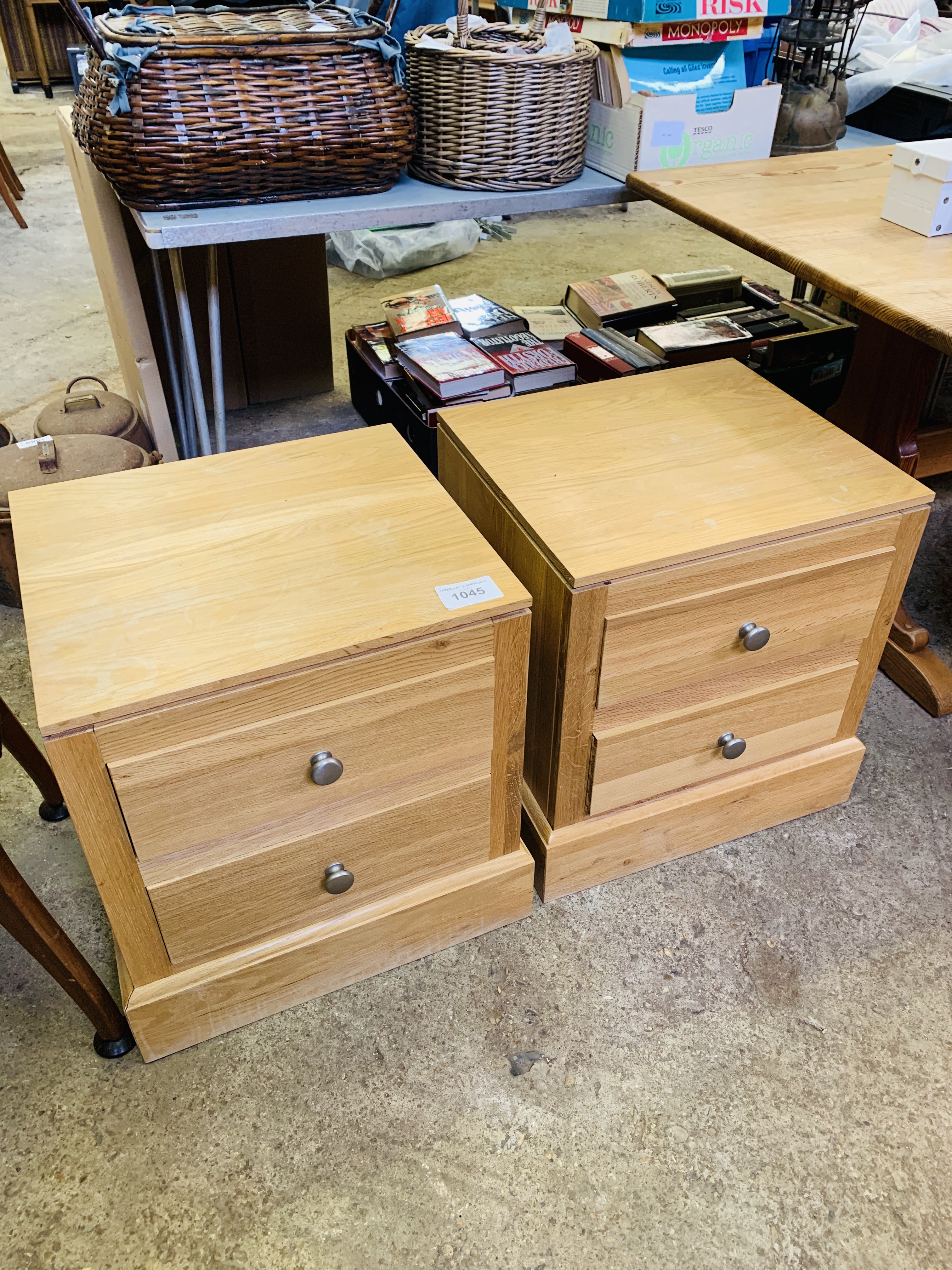 Pair of Alexander Furniture light oak 2 drawer bedside cabinets.