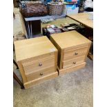 Pair of Alexander Furniture light oak 2 drawer bedside cabinets.
