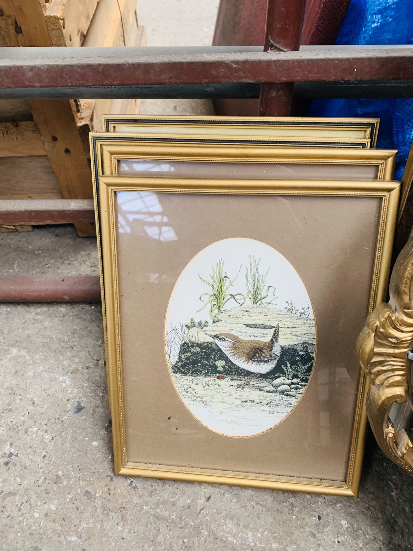 Small collection of framed pictures; two framed glazed tiles; and a bevelled edge mirror. - Image 2 of 4