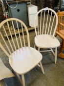 3 Windsor style chairs and 2 pine chairs