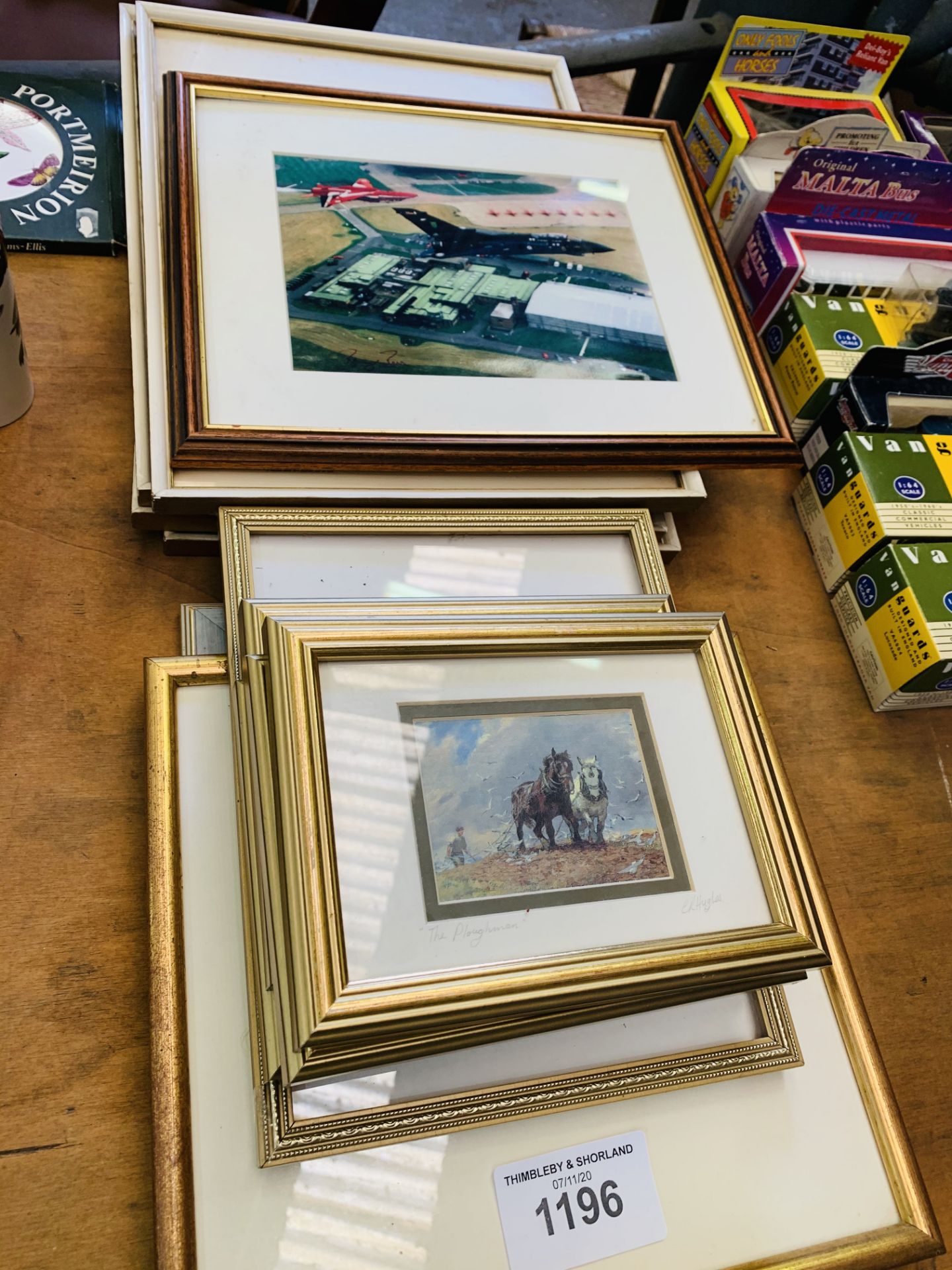 Four framed and glazed prints of birds, four limited edition framed and glazed prints