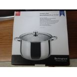 Stainless steel deep casserole pot. This item carries VAT.