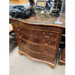 Mahogany bow fronted chest of drawers, 70 x 48 78cms,