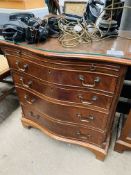 Mahogany bow fronted chest of drawers, 70 x 48 78cms,