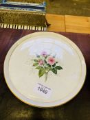 French pottery cake plate and blue and white serving dish.