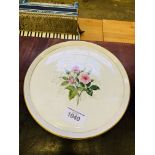 French pottery cake plate and blue and white serving dish.