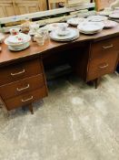 Mahogany desk and two chairs.