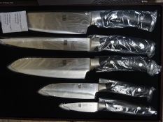 Damascus 5pc knife set