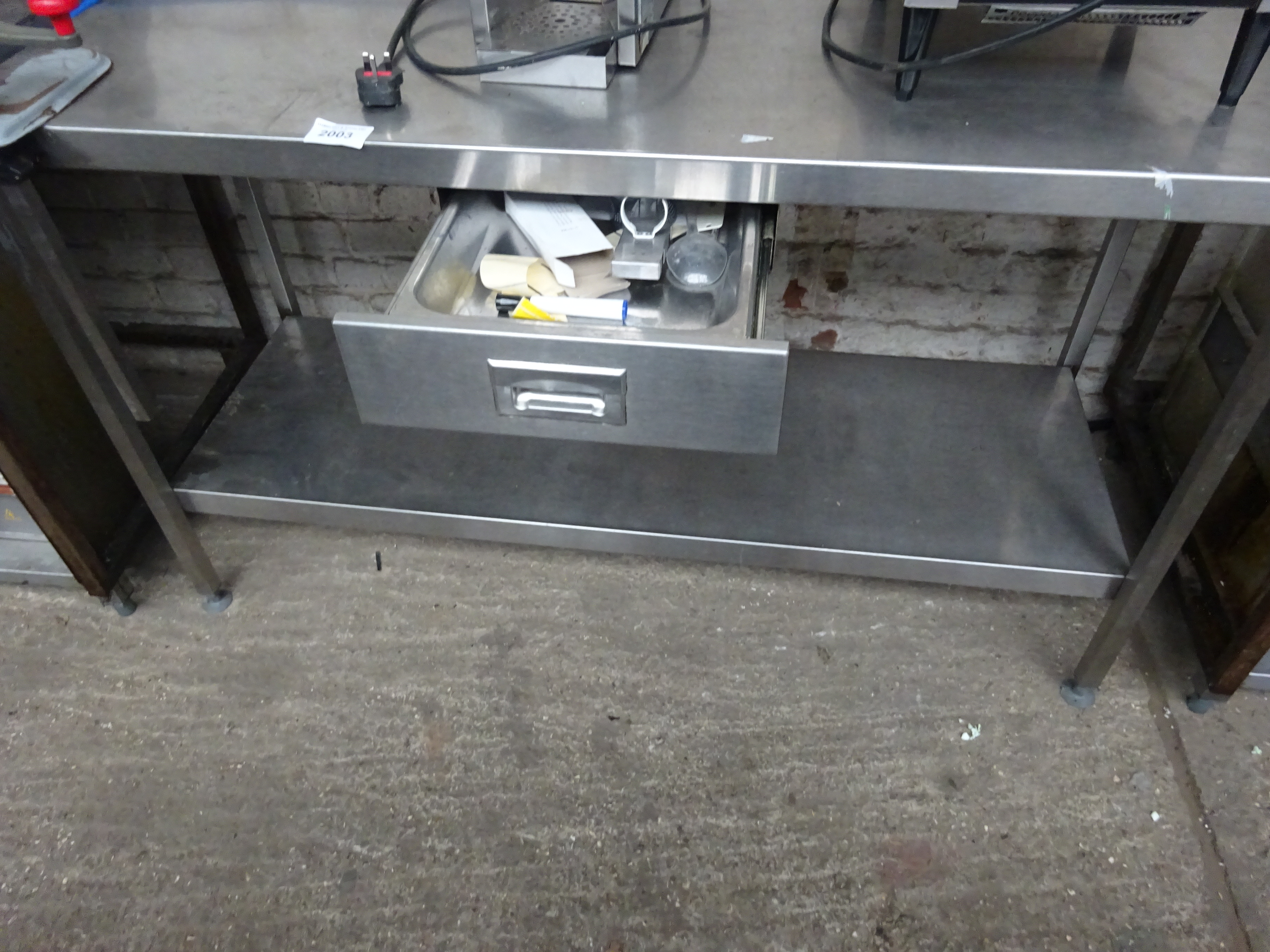 Stainless steel prep table with drawer, under shelf & can opener - Image 3 of 3