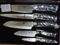 Damascus 5pc knife set