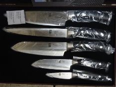 Damascus 5pc knife set