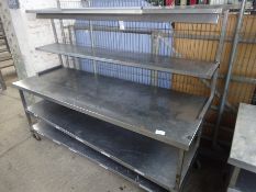 Mobile stainless steel prep table with over shelves