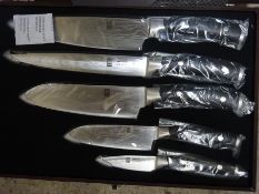 Damascus 5pc knife set