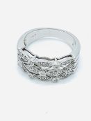 Triple band diamond and white gold half eternity ring