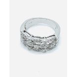 Triple band diamond and white gold half eternity ring