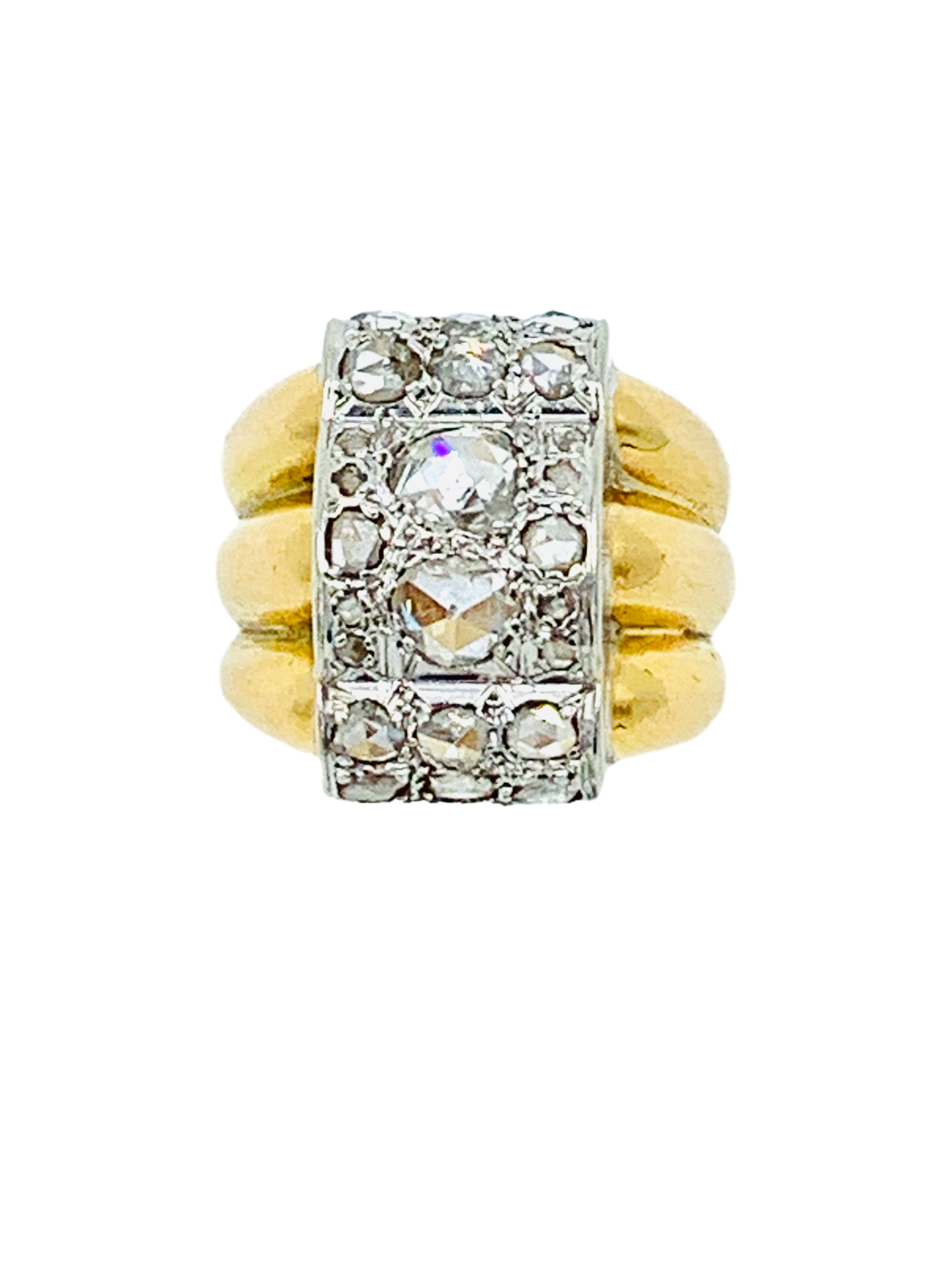 18ct yellow and white gold and diamond triple ring. - Image 2 of 6