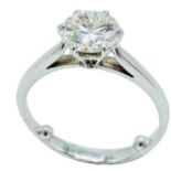 White gold diamond solitaire ring.