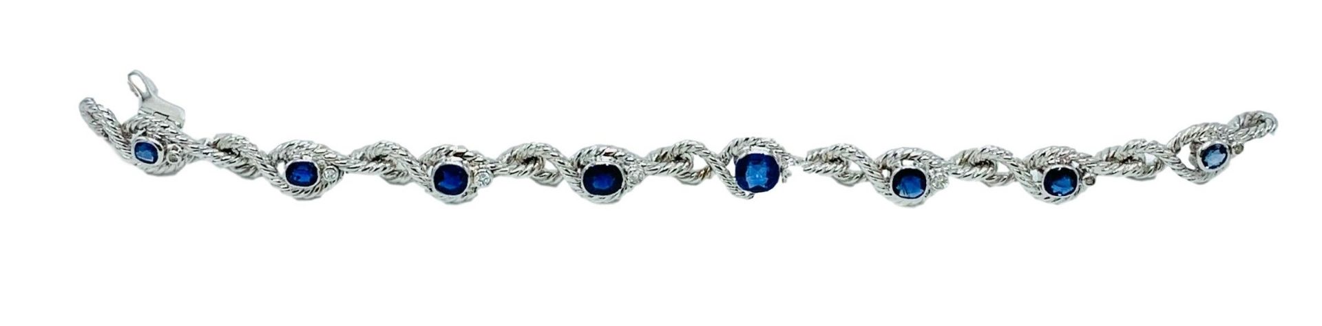 18ct white gold and graduated sapphire twisted bracelet. - Image 2 of 8