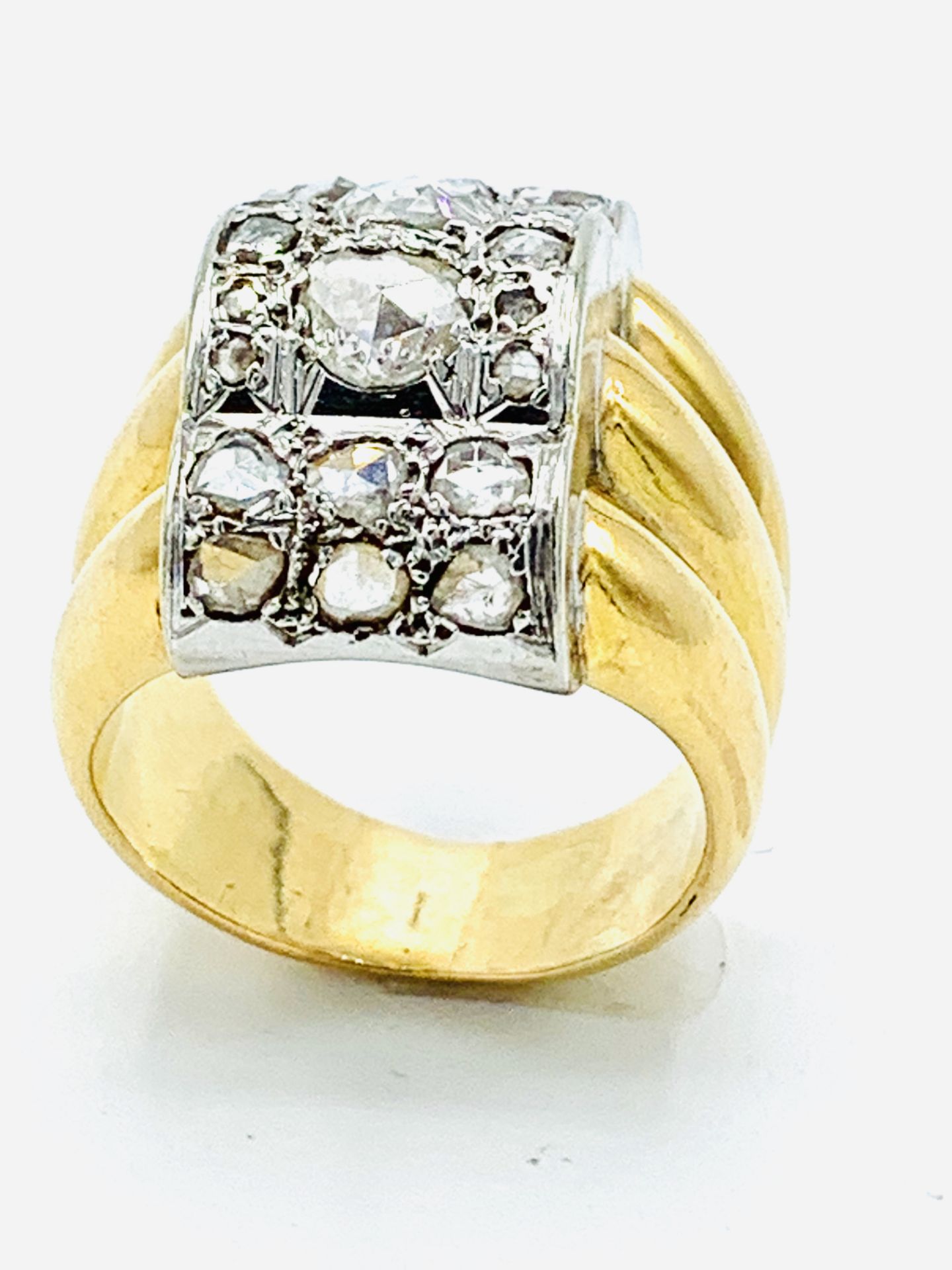 18ct yellow and white gold and diamond triple ring. - Image 4 of 6