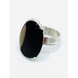Kupittaan Kulta smokey quartz silver modernist 'Sledge' ring.