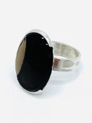 Kupittaan Kulta smokey quartz silver modernist 'Sledge' ring.