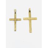 Two 9ct gold cross pendants.