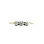 18ct gold, platinum set 3 stone diamond engagement ring.