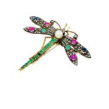 18ct gold jewel encrusted dragonfly brooch.