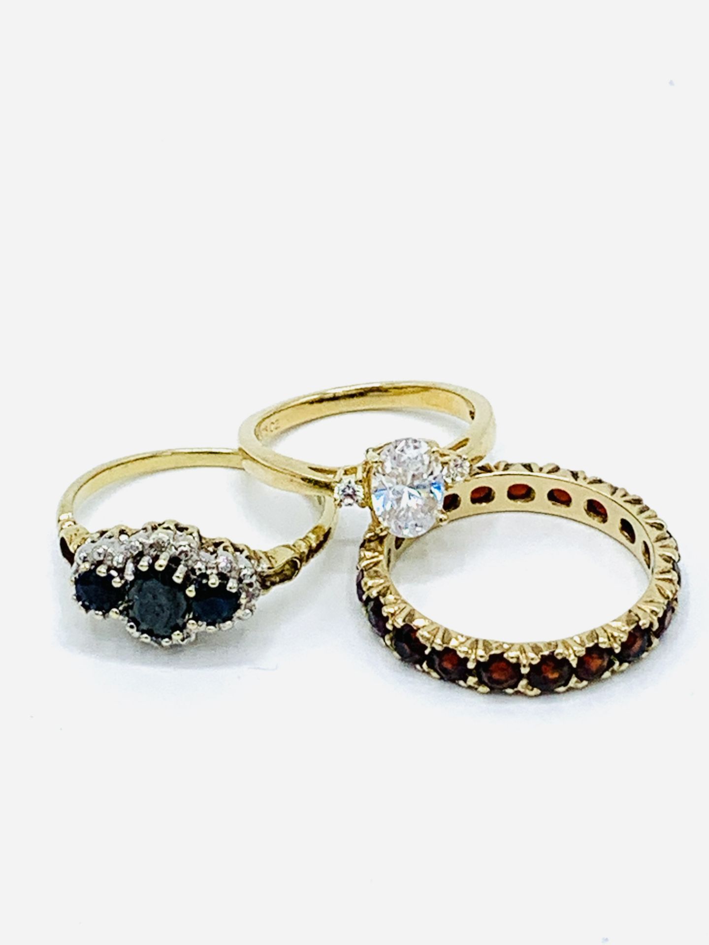 Three 9ct gold and precious stone rings - Image 3 of 3