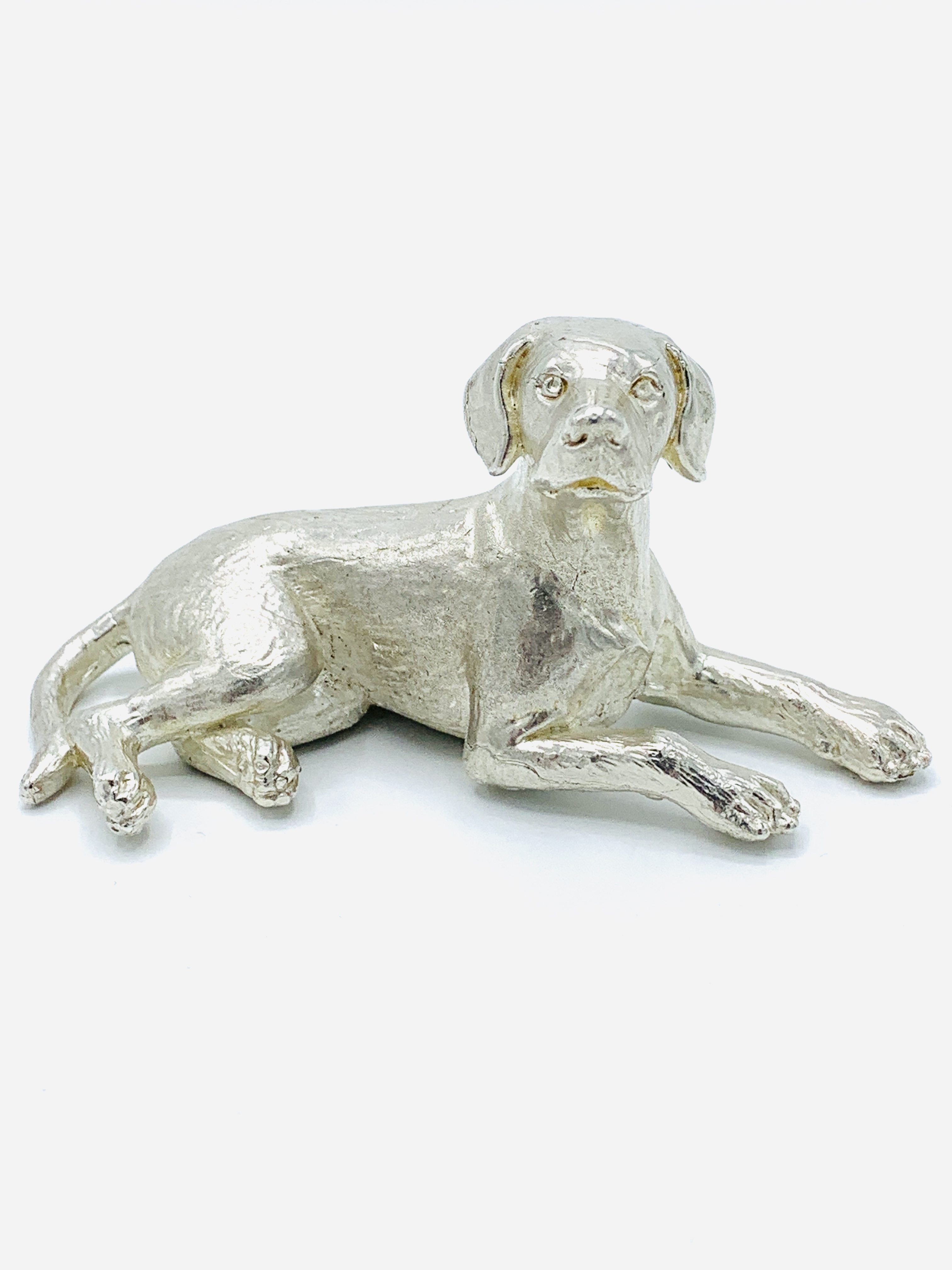 Silver dog sculpture. - Image 2 of 4