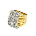 18ct yellow and white gold and diamond triple ring.